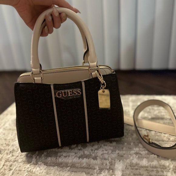 Guess Handbags - GUESS Black and Cream Women's Bag